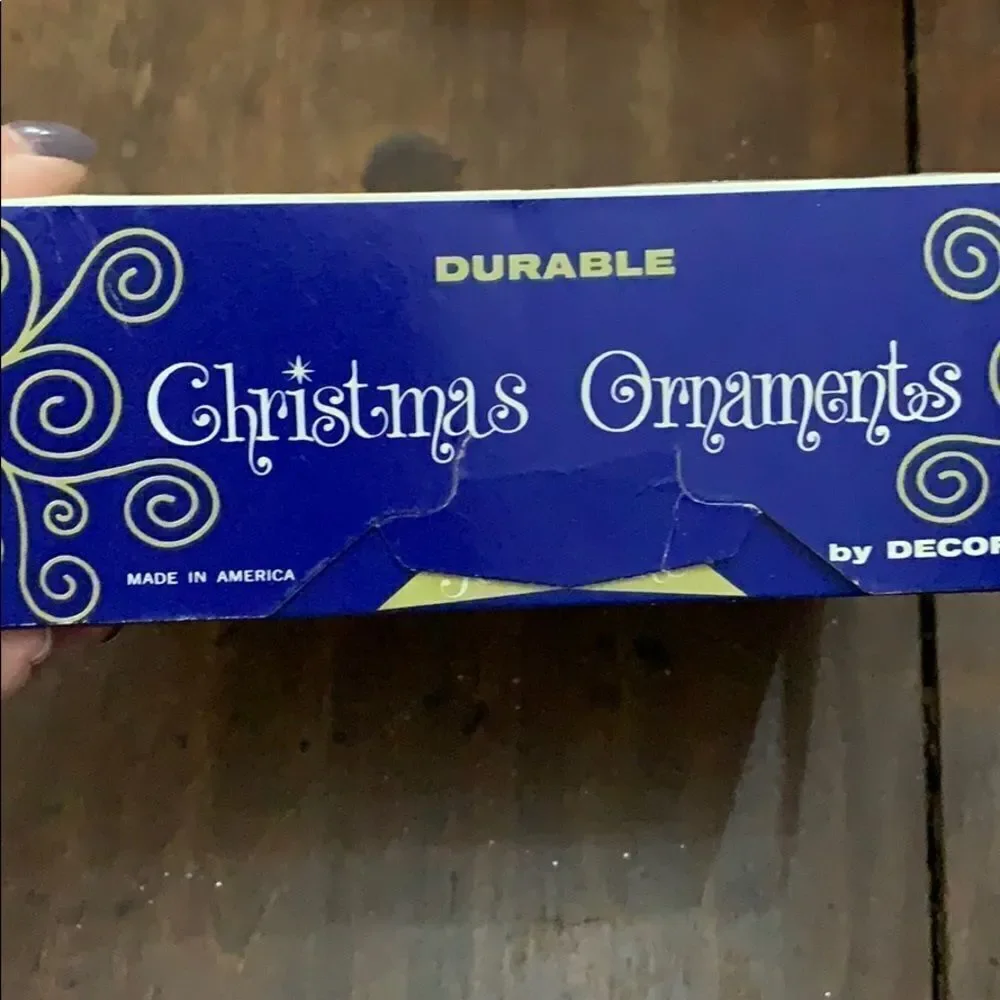 ‎Vtg Jewelbrite glitter Christmas ornaments in box